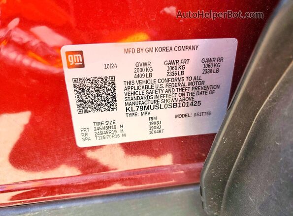 KL79MUSL0SB101425 2025 CHEVROLET TRAILBLAZER Red Սալոնի 360 աստիճան տեսք