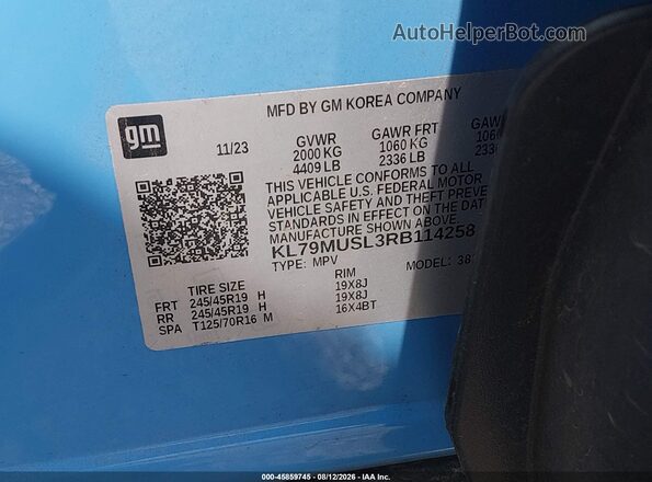 KL79MUSL3RB114258 2024 CHEVROLET TRAILBLAZER Blue ძრავის განყოფილების ხედი