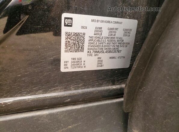 KL79MUSL4SB035767 2025 CHEVROLET TRAILBLAZER Black VIN sticker view