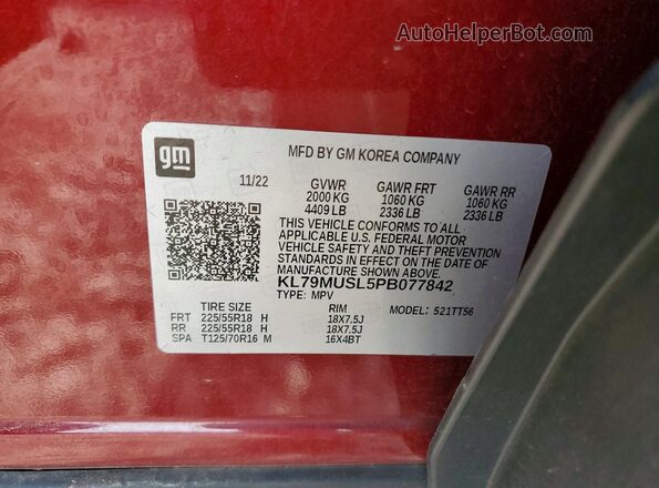 KL79MUSL5PB077842 2023 CHEVROLET TRAILBLAZER Бордовый Вид подкапотного пространства
