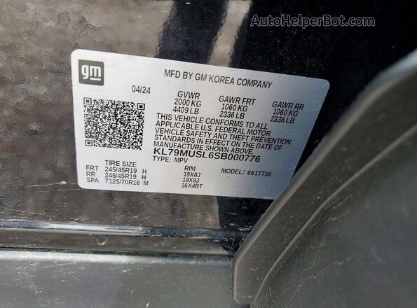 KL79MUSL6SB000776 2025 CHEVROLET TRAILBLAZER Черный Панорамный вид салона 360°