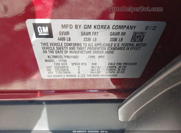 KL79MUSL7PB014662 2023 CHEVROLET TRAILBLAZER Бордовый Вид подкапотного пространства