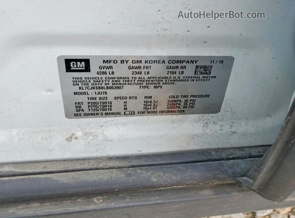 KL7CJKSB8LB063907 2020 CHEVROLET TRAX White Widok komory silnika