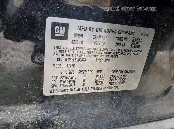 KL7CJLSB2LB009878 2020 CHEVROLET TRAX Черный Вид подкапотного пространства
