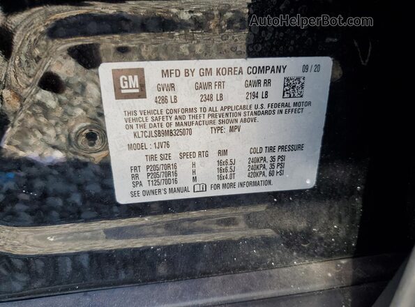 KL7CJLSB9MB325070 2021 CHEVROLET TRAX Черный Вид подкапотного пространства