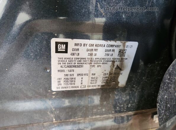 KL7CJNSB2MB350291 2021 CHEVROLET TRAX Charcoal Engine compartment view