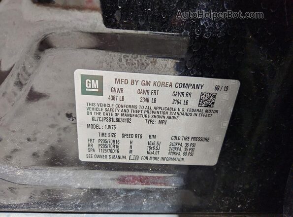 KL7CJPSB1LB034102 2020 CHEVROLET TRAX Black Вид підкапотного простору