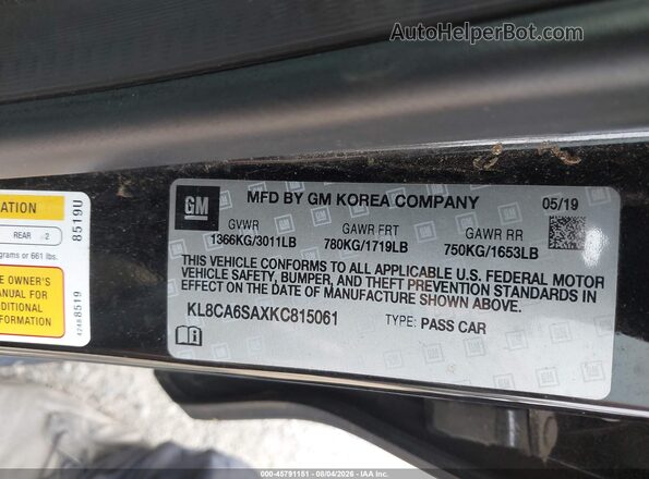 KL8CA6SAXKC815061 2019 CHEVROLET SPARK Black Engine compartment view