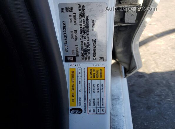 KL8CB6SA0NC026273 2022 CHEVROLET SPARK White Vista de la etiqueta del VIN