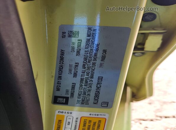 KL8CB6SA1HC761333 2017 CHEVROLET SPARK Yellow 