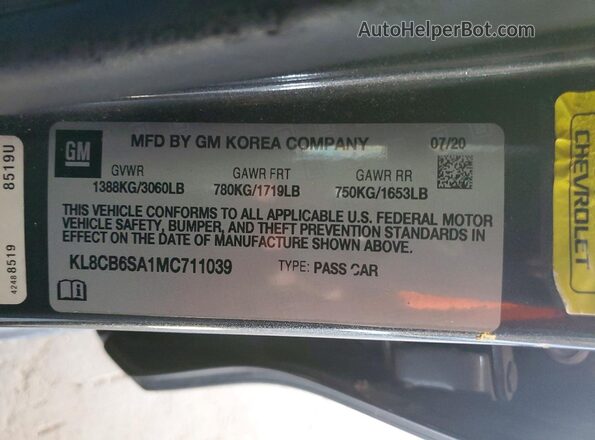 KL8CB6SA1MC711039 2021 CHEVROLET SPARK Серый Вид подкапотного пространства