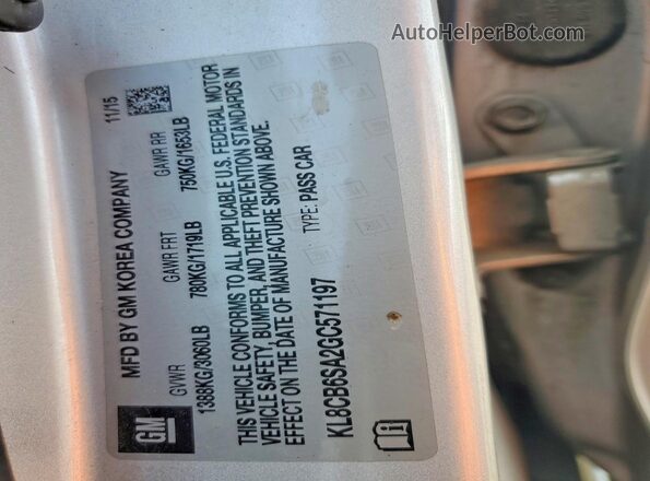 KL8CB6SA2GC571197 2016 CHEVROLET SPARK Silver Widok komory silnika