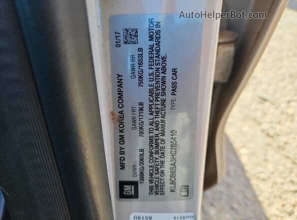 KL8CB6SA3HC785410 2017 CHEVROLET SPARK Бежевый Вид наклейки с VIN-кодом