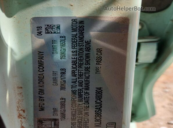KL8CB6SA3JC480804 2018 CHEVROLET SPARK Green Вид підкапотного простору