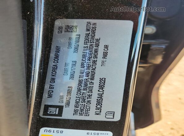 KL8CB6SA4LC460225 2020 CHEVROLET SPARK Black ძრავის განყოფილების ხედი