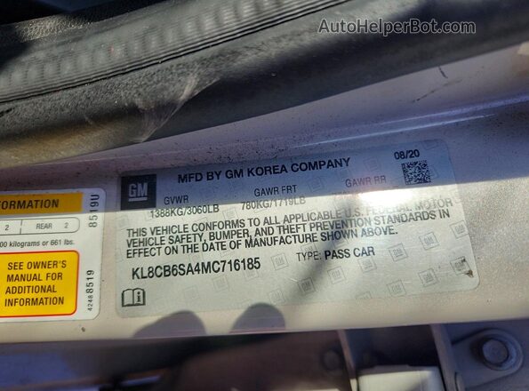 KL8CB6SA4MC716185 2021 CHEVROLET SPARK White 