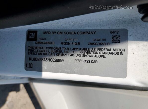 KL8CB6SA5HC828659 2017 CHEVROLET SPARK White ძრავის განყოფილების ხედი