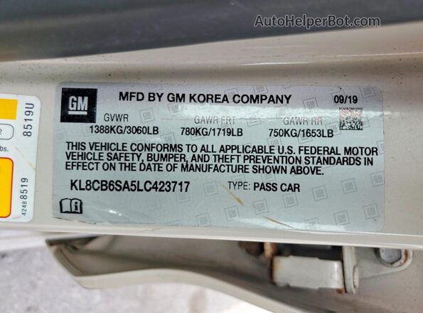 KL8CB6SA5LC423717 2020 CHEVROLET SPARK Бежевый Вид подкапотного пространства