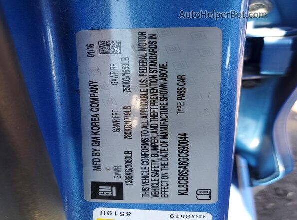KL8CB6SA6GC590044 2016 CHEVROLET SPARK Blue Engine compartment view