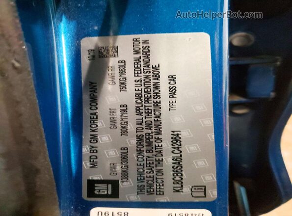 KL8CB6SA6LC429641 2020 CHEVROLET SPARK Синий Вид подкапотного пространства