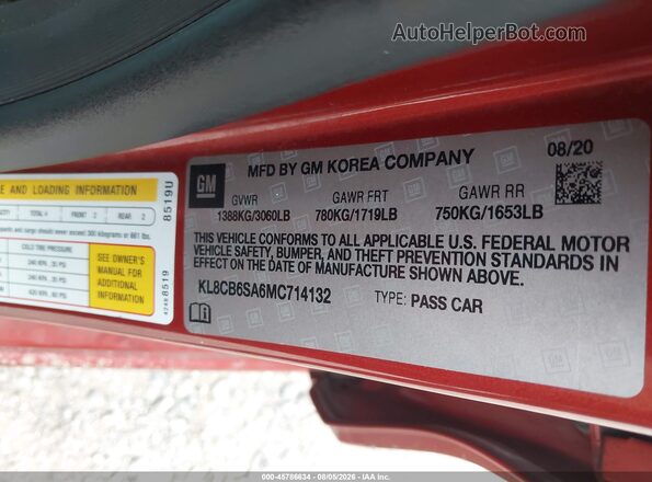 KL8CB6SA6MC714132 2021 CHEVROLET SPARK Бордовый Вид подкапотного пространства