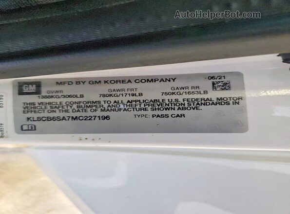 KL8CB6SA7MC227196 2021 CHEVROLET SPARK White Widok komory silnika