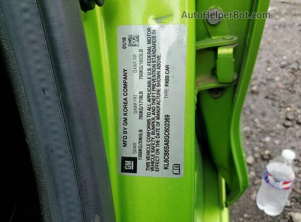 KL8CB6SA8GC602369 2016 CHEVROLET SPARK Green VIN კოდის სტიკერის ხედი