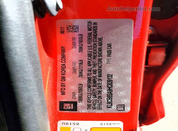 KL8CB6SA9HC839132 2017 CHEVROLET SPARK Red Vista del compartimento del motor
