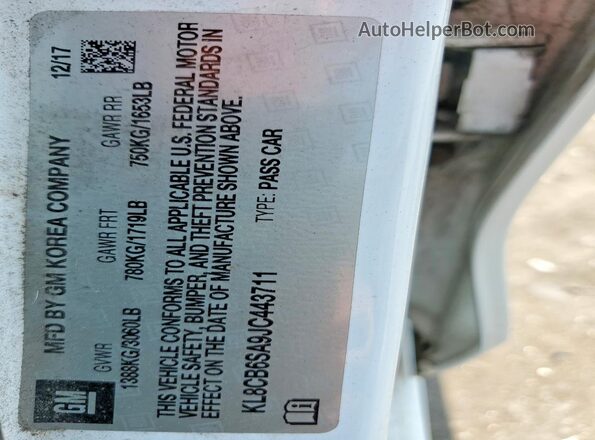 KL8CB6SA9JC443711 2018 CHEVROLET SPARK White Вид підкапотного простору