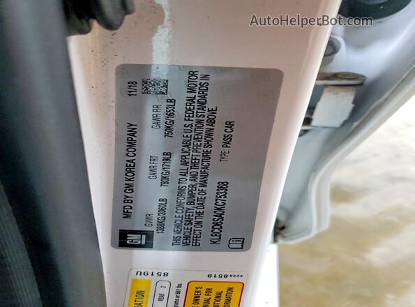 KL8CD6SA0KC753368 2019 CHEVROLET SPARK White Панорамний вид салону 360°