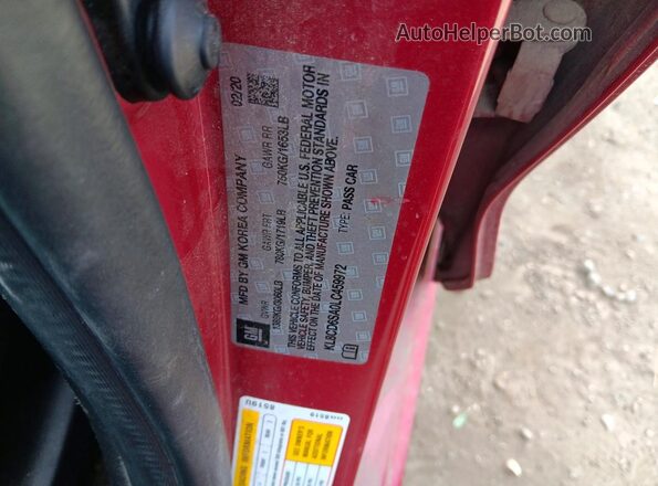 KL8CD6SA0LC459972 2020 CHEVROLET SPARK Red Vista del compartimento del motor