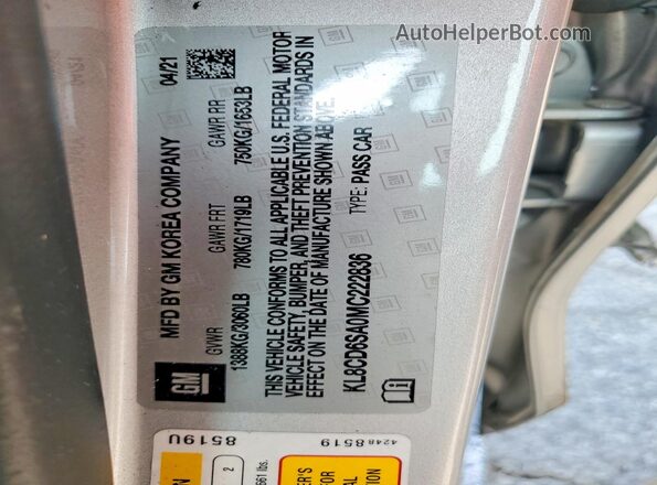 KL8CD6SA0MC222836 2021 CHEVROLET SPARK Silver ძრავის განყოფილების ხედი