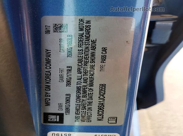 KL8CD6SA1JC423558 2018 CHEVROLET SPARK Blue Widok naklejki z numerem VIN