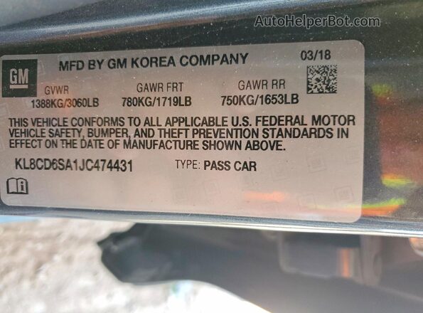 KL8CD6SA1JC474431 2018 CHEVROLET SPARK Charcoal Engine compartment view