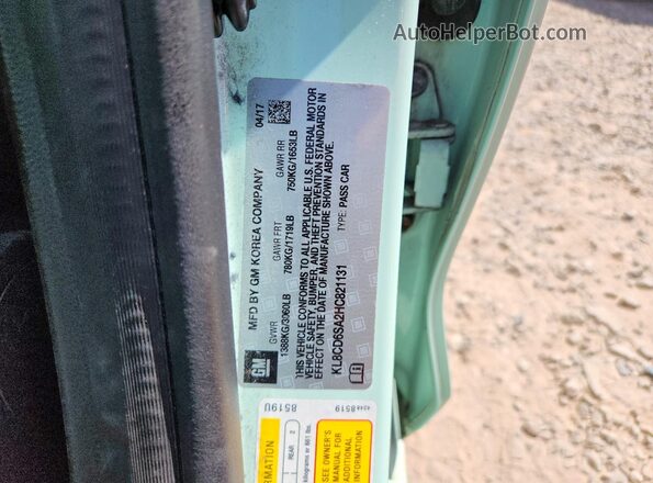 KL8CD6SA2HC821131 2017 CHEVROLET SPARK Turquoise Vista del compartimento del motor