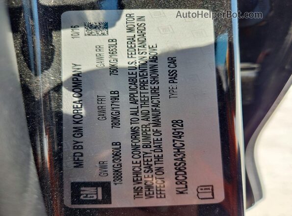 KL8CD6SA3HC749128 2017 CHEVROLET SPARK Черный Вид подкапотного пространства