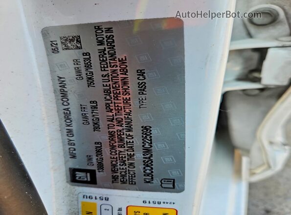 KL8CD6SA3MC225696 2021 CHEVROLET SPARK White Շարժիչի բաժամունքի տեսք