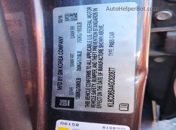 KL8CD6SA4GC620877 2016 CHEVROLET SPARK Gray Widok komory silnika
