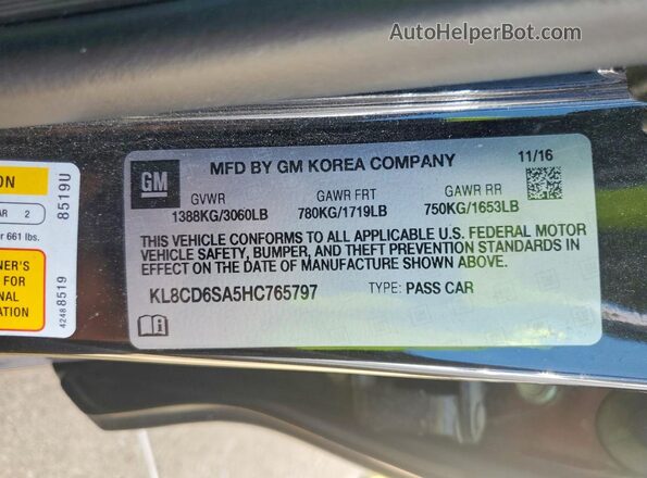 KL8CD6SA5HC765797 2017 CHEVROLET SPARK Black Widok komory silnika