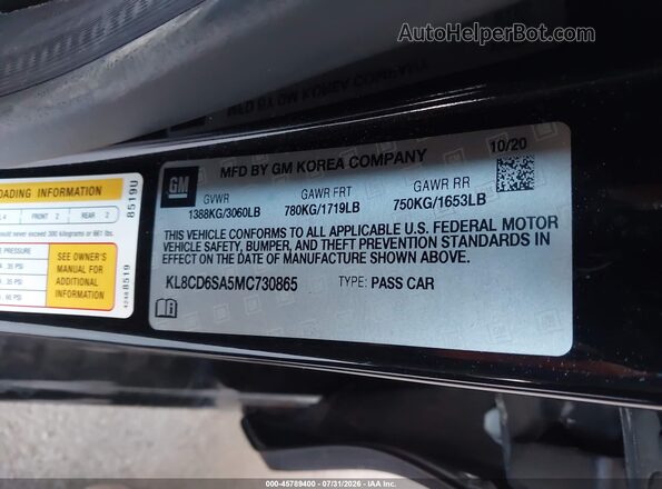 KL8CD6SA5MC730865 2021 CHEVROLET SPARK Black Вид підкапотного простору