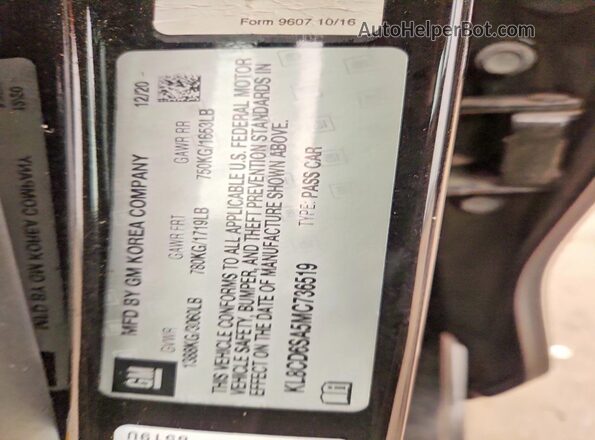 KL8CD6SA5MC736519 2021 CHEVROLET SPARK Black Вид підкапотного простору