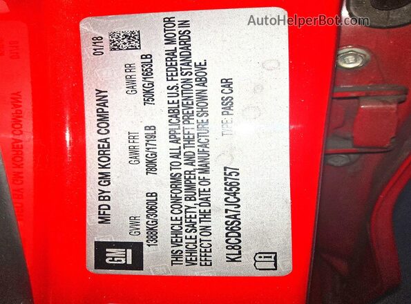 KL8CD6SA7JC456757 2018 CHEVROLET SPARK Red Շարժիչի բաժամունքի տեսք