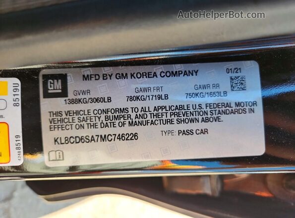 KL8CD6SA7MC746226 2021 CHEVROLET SPARK Black Vista del compartimento del motor
