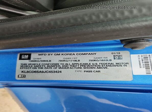KL8CD6SA9JC453424 2018 CHEVROLET SPARK Blue Вид підкапотного простору