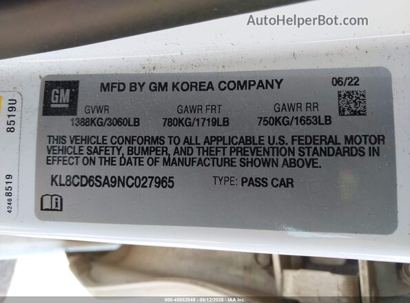 KL8CD6SA9NC027965 2022 CHEVROLET SPARK White Շարժիչի բաժամունքի տեսք