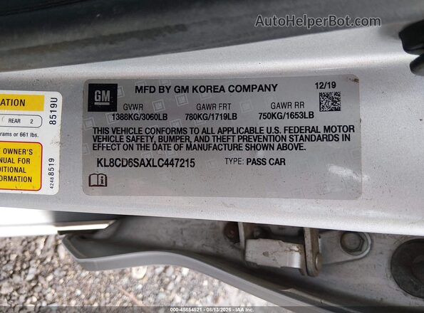 KL8CD6SAXLC447215 2020 CHEVROLET SPARK Silver Widok komory silnika