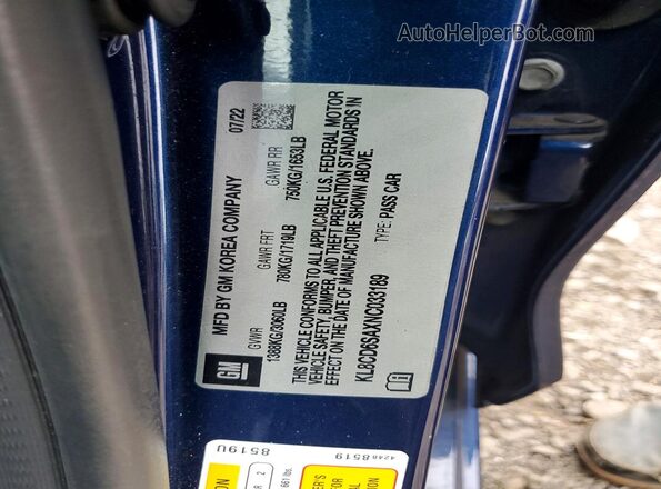 KL8CD6SAXNC033189 2022 CHEVROLET SPARK Blue Вид підкапотного простору