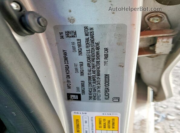 KL8CF6SA1GC633306 2016 CHEVROLET SPARK Silver Շարժիչի բաժամունքի տեսք
