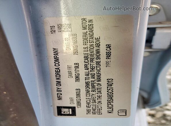 KL8CF6SA8GC574013 2016 CHEVROLET SPARK Blue Widok naklejki z numerem VIN