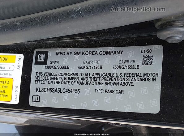KL8CH6SA5LC454156 2020 CHEVROLET SPARK Black Շարժիչի բաժամունքի տեսք